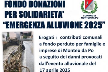 Erogati i contributi del Fondo Donazioni “Emergenza Alluvione 2025”
